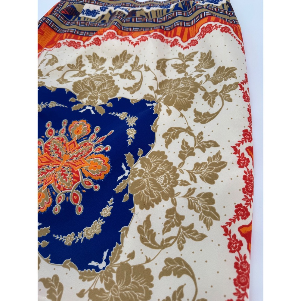 ANTONIO MELANI Geometric Floral Print Midi Skirt Women Size 4 Blue Orange Cream - Picture 2 of 8